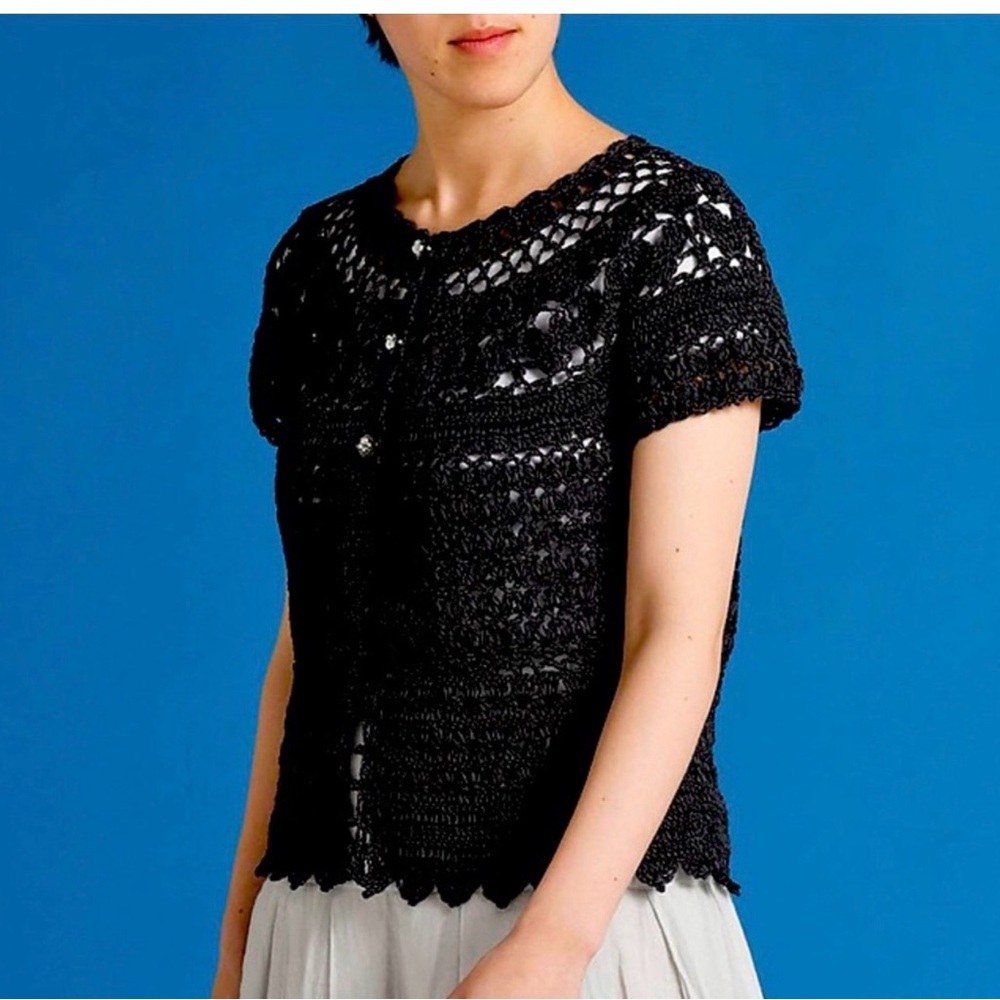 Dressbarn Black Crochet Blouse